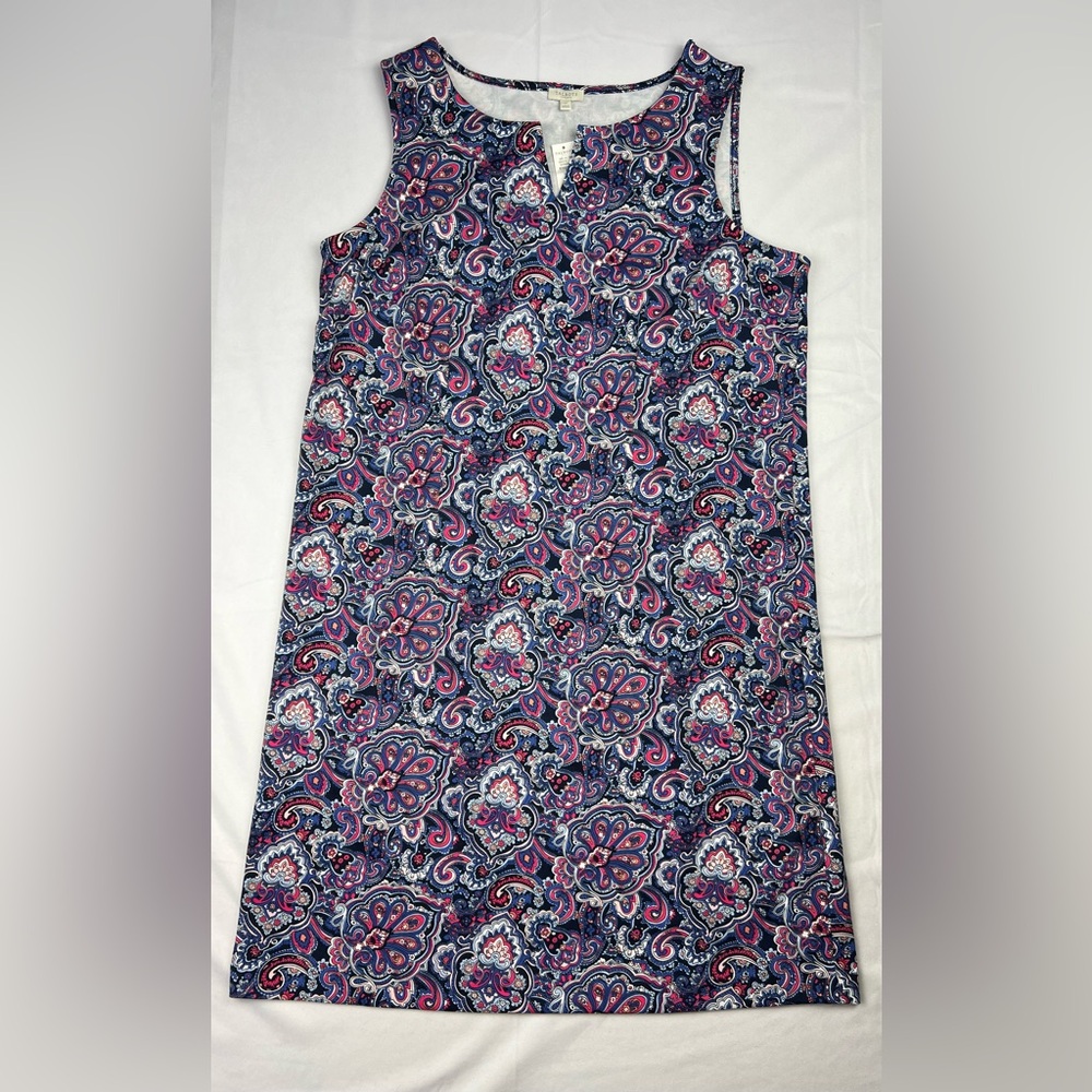 New Talbots Women's Paisley Sleeveless Split Neck Dress Size 1X